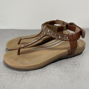 Aetrex Women's Linsey Studded Slingback Comfort Thong Sandals Size 9 - 9.5 M